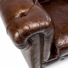 Fauteuil de Salon en Cuir Vintage Effet Vieilli avec Roulettes et Accoudoirs - Stamp Viadurini