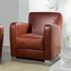 Fauteuil de salon en bois, cuir et métal fabriqué en Italie - Burlesco Viadurini