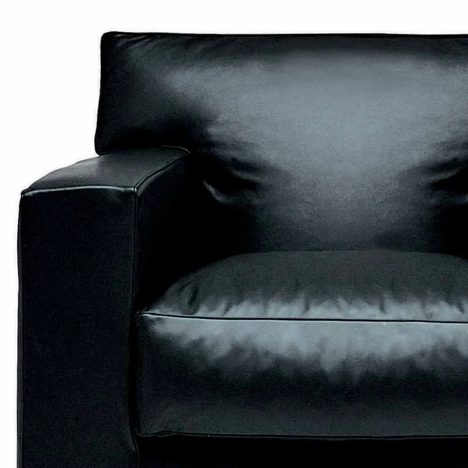 Fauteuil lounge en cuir avec pieds en noyer Made in Italy - Alessandria Viadurini