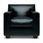 Fauteuil lounge en cuir avec pieds en noyer Made in Italy - Alessandria Viadurini