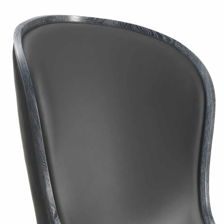 chaise longue en cuir et cheveux noirs Eli, design classique luxe Viadurini