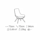 Fauteuil de salon en cuir et tissu avec base en bois Made in Italy - Ama Viadurini