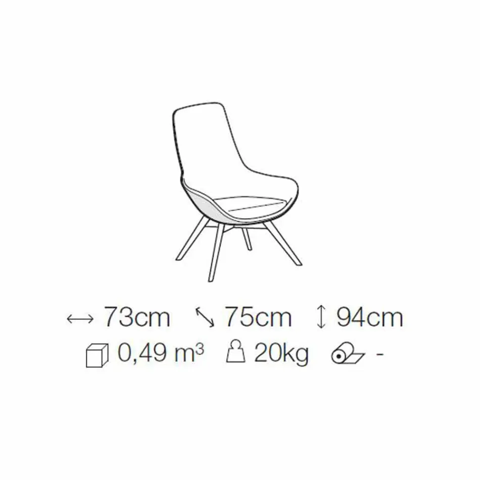 Fauteuil de salon en cuir et tissu avec base en bois Made in Italy - Ama Viadurini