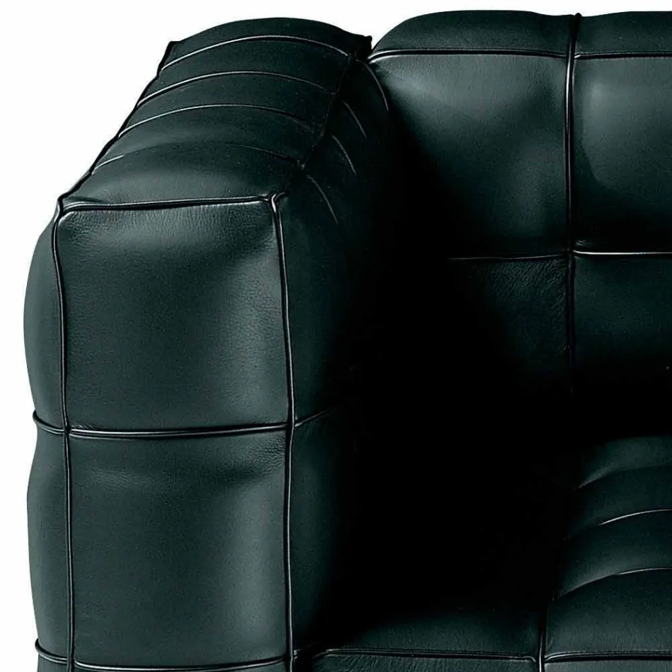 Fauteuil de salon en cuir effet matelassé Made in Italy - Vesuvius Viadurini