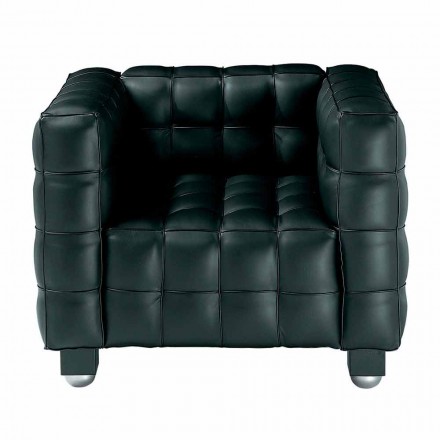 Fauteuil de salon en cuir effet matelassé Made in Italy - Vesuvius Viadurini