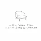 Chaise longue en tissu avec base en bois massif Made in Italy - Pepina Viadurini