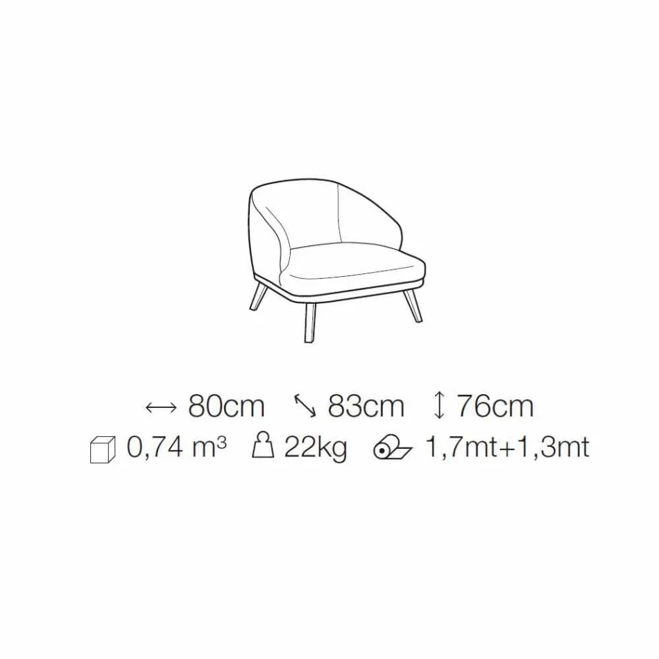 Chaise longue en tissu avec base en bois massif Made in Italy - Pepina Viadurini