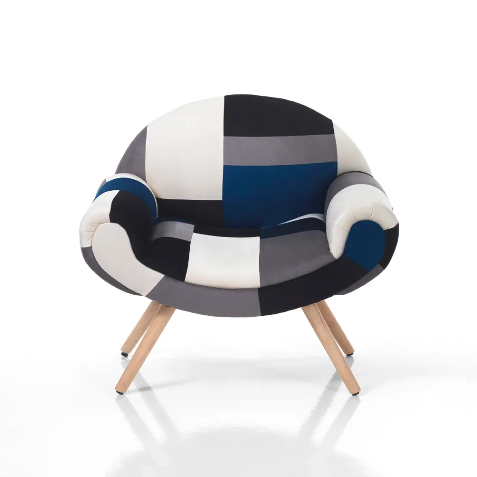 Fauteuil de Salon en Tissu Patchwork - Bromo Viadurini
