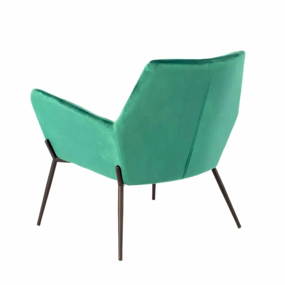 Chaise longue moderne en velours vert pétrole et métal noir - tonique Viadurini