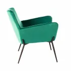 Chaise longue moderne en velours vert pétrole et métal noir - tonique Viadurini