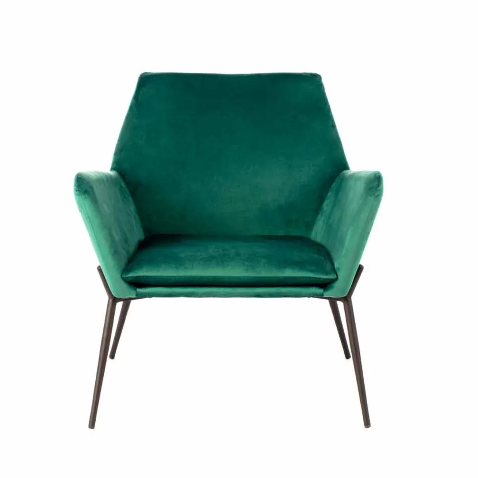 Chaise longue moderne en velours vert pétrole et métal noir - tonique Viadurini