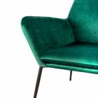 Chaise longue moderne en velours vert pétrole et métal noir - tonique Viadurini
