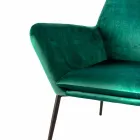 Chaise longue moderne en velours vert pétrole et métal noir - tonique Viadurini