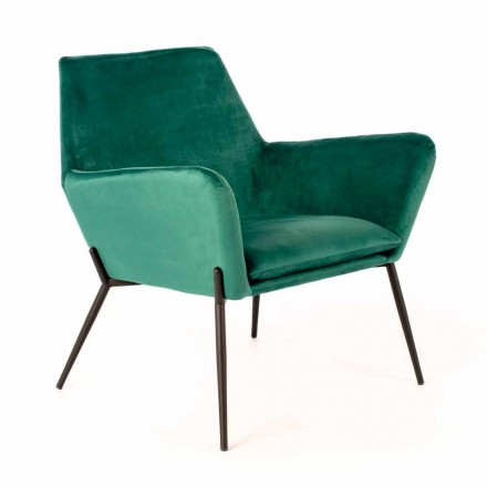 Chaise longue moderne en velours vert pétrole et métal noir - tonique Viadurini