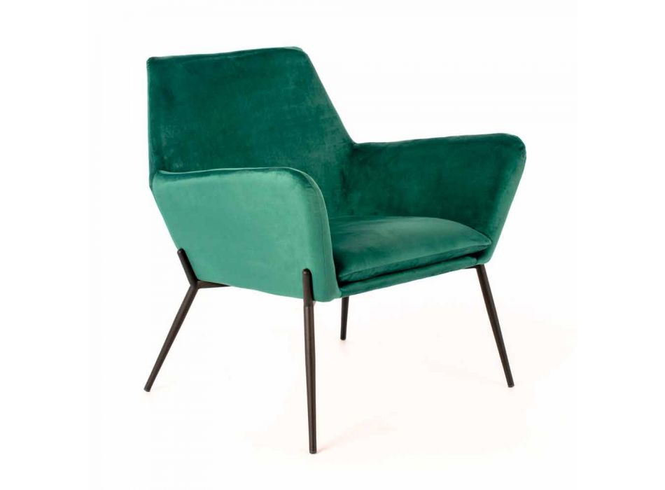 Chaise longue moderne en velours vert pétrole et métal noir - tonique Viadurini