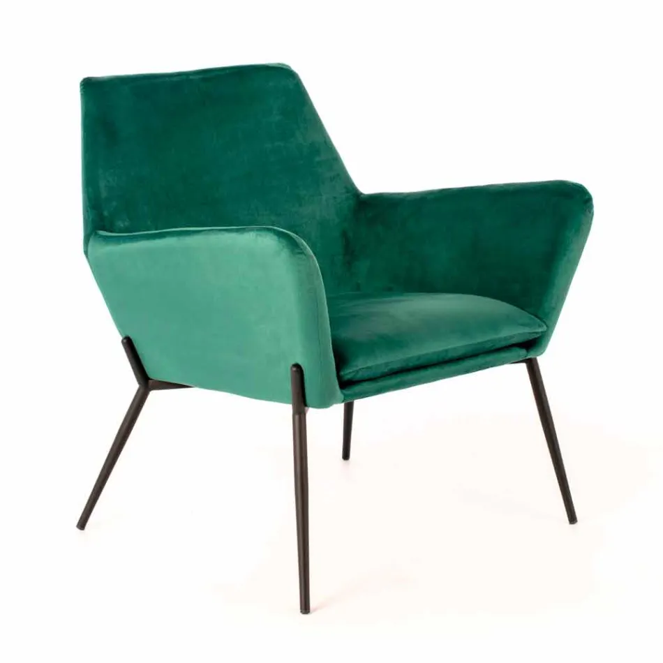 Chaise longue moderne en velours vert pétrole et métal noir - tonique Viadurini