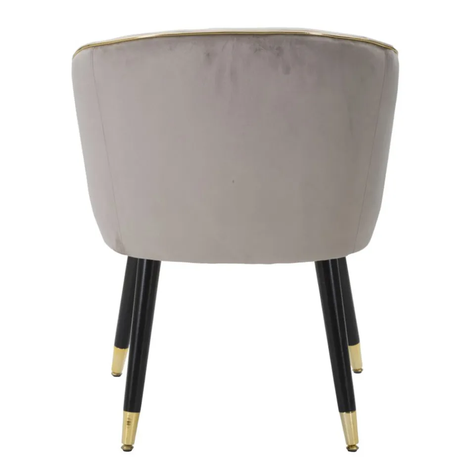 Fauteuil de salon rembourré en tissu avec pieds en bois modernes - Ezia Viadurini