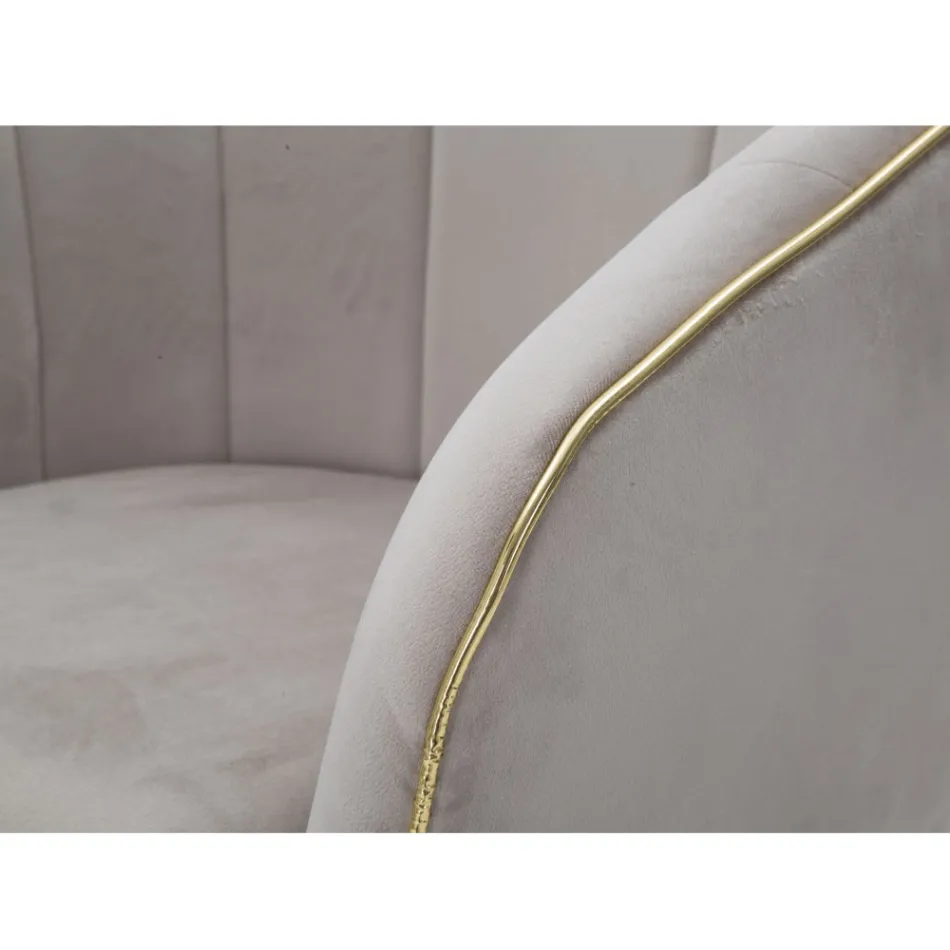 Fauteuil de salon rembourré en tissu avec pieds en bois modernes - Ezia Viadurini