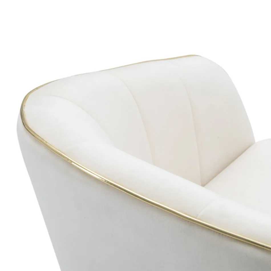 Fauteuil de salon rembourré en tissu avec pieds en bois modernes - Ezia Viadurini