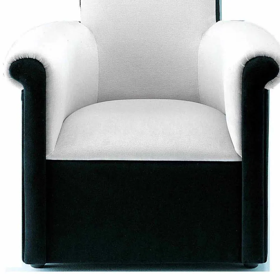 Fauteuil de salon rembourré en velours noir et blanc fabriqué en Italie - Gedda Viadurini
