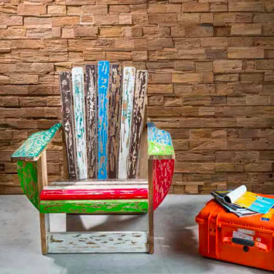 Fauteuil de salon en teck massif de récupération - Boatta Viadurini