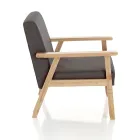 Fauteuil de Salon en Bois de Pin Massif et Tissu Gris Foncé - Basilicate Viadurini