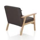 Fauteuil de Salon en Bois de Pin Massif et Tissu Gris Foncé - Basilicate Viadurini