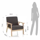 Fauteuil de Salon en Bois de Pin Massif et Tissu Gris Foncé - Basilicate Viadurini