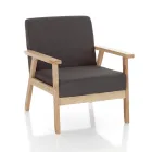 Fauteuil de Salon en Bois de Pin Massif et Tissu Gris Foncé - Basilicate Viadurini