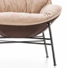 Fauteuil de salon en cuir et tissu avec base chromée Made in Italy - Litchi Viadurini