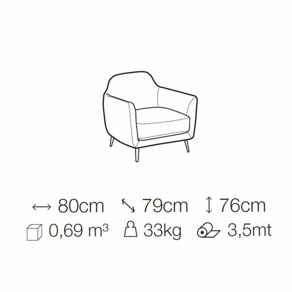 Fauteuil de salon en tissu avec pieds en métal Fabriqué en Italie - Cerisier Viadurini