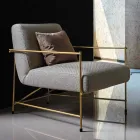Fauteuil de salon en tissu avec structure métallique fabriqué en Italie - Manille Viadurini