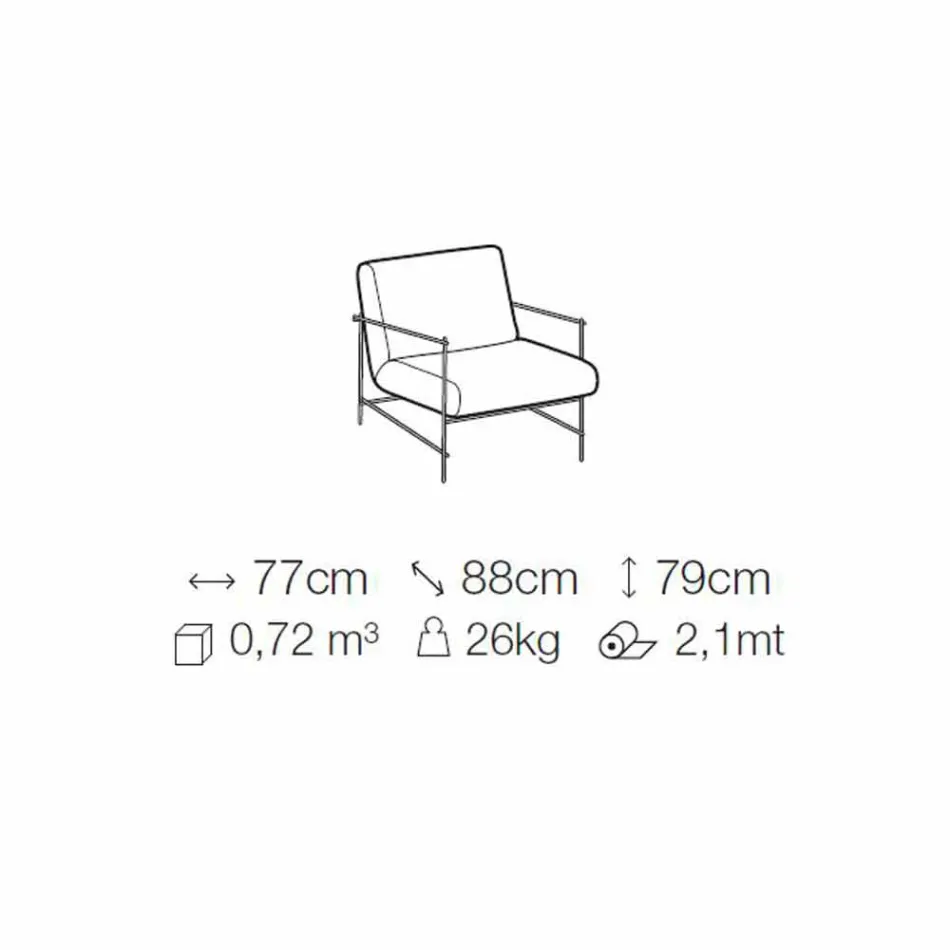 Fauteuil de salon en tissu avec structure métallique fabriqué en Italie - Manille Viadurini