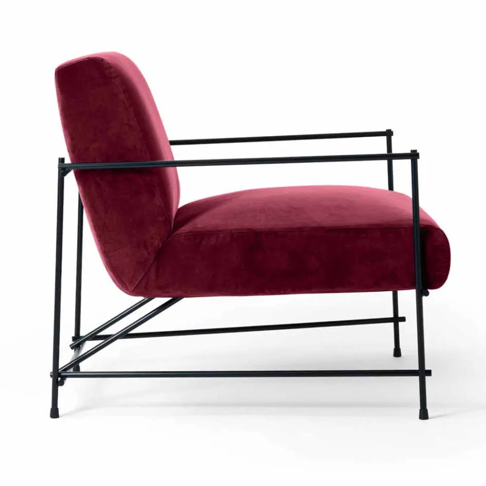 Fauteuil de salon en tissu avec structure métallique fabriqué en Italie - Manille Viadurini