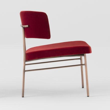 Fauteuil de salon en velours avec structure en métal fabriqué en Italie - Alaska Viadurini
