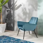 Fauteuil de salon en velours de différentes couleurs et base en métal - Italie Viadurini