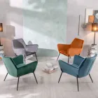 Fauteuil de salon en velours de différentes couleurs et base en métal - Italie Viadurini