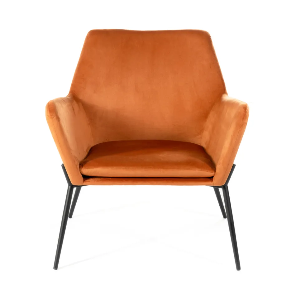 Fauteuil de salon en velours de différentes couleurs et base en métal - Italie Viadurini