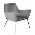 Fauteuil de salon en velours de différentes couleurs et base en métal - Italie Viadurini