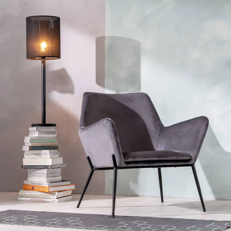 Fauteuil de salon en velours de différentes couleurs et base en métal - Italie Viadurini