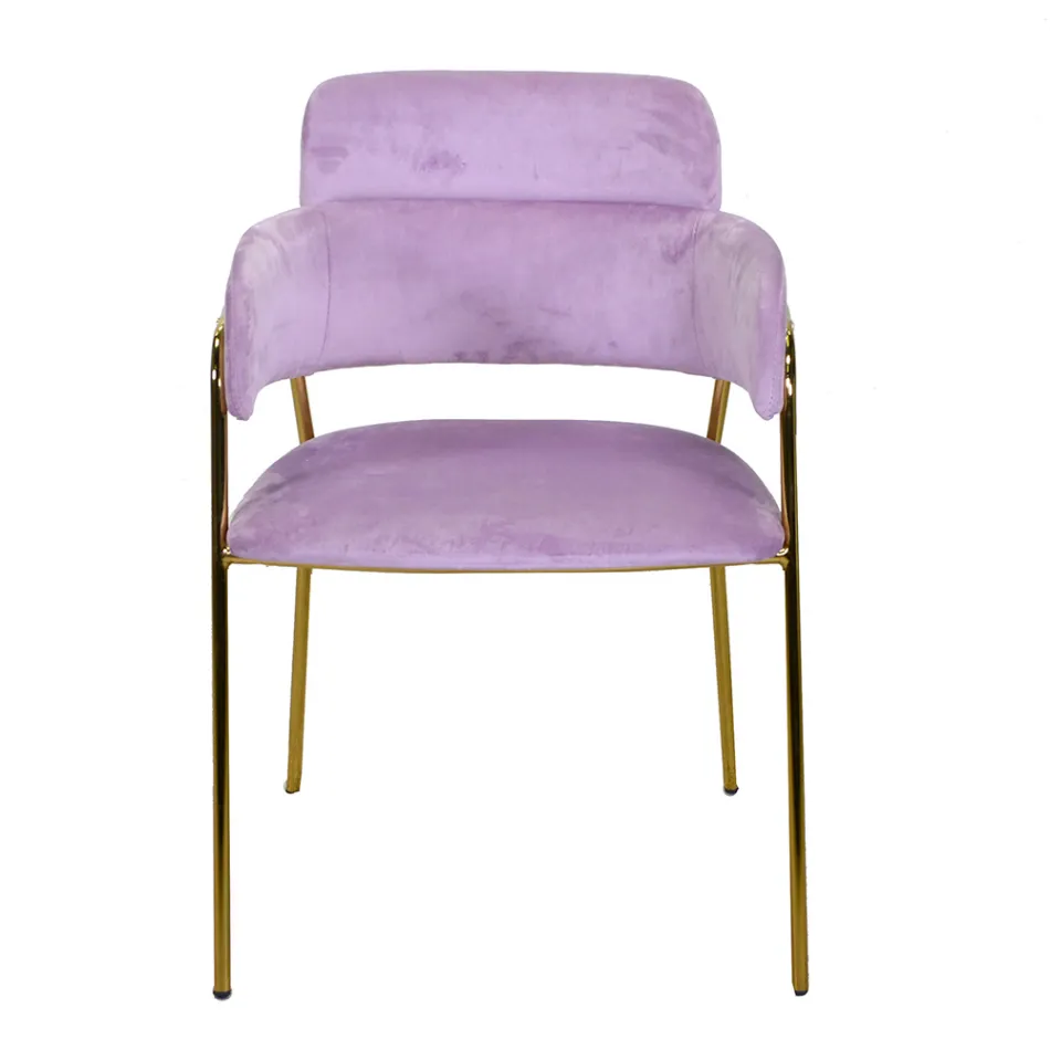 Fauteuil de salon en métal doré et velours - Flag Viadurini