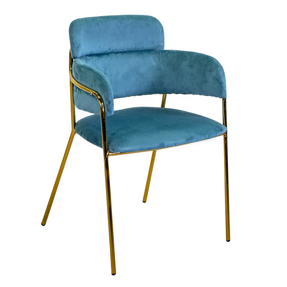 Fauteuil de salon en métal doré et velours - Flag Viadurini