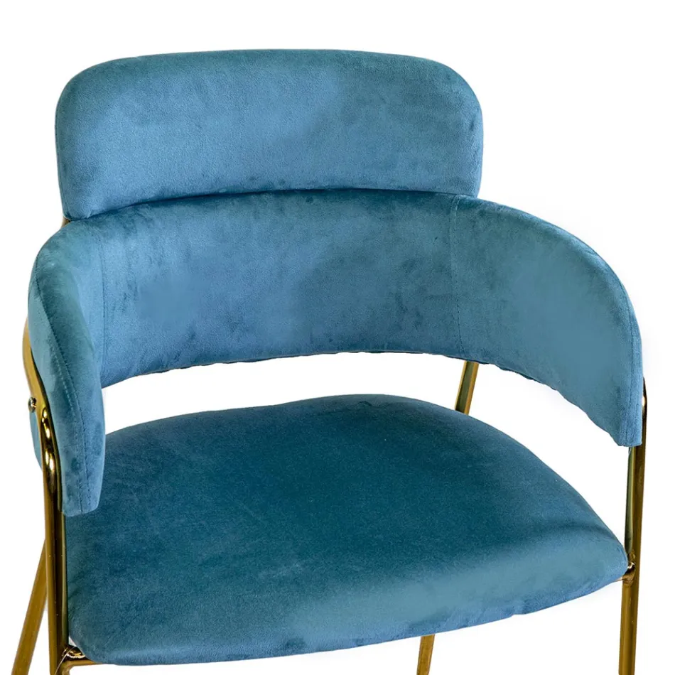 Fauteuil de salon en métal doré et velours - Flag Viadurini