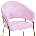 Fauteuil de salon en métal doré et velours rose - Shell Viadurini