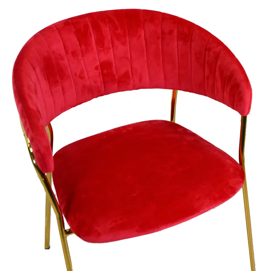 Chaise de salon en métal doré et velours rouge - Beach Viadurini