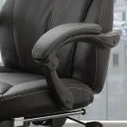 Fauteuil de bureau pivotant et inclinable en cuir noir - Nazzareno Viadurini