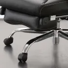 Fauteuil de bureau pivotant et inclinable en cuir noir - Nazzareno Viadurini