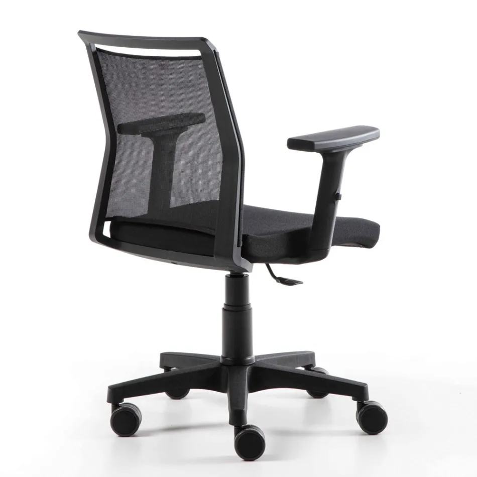 Fauteuil de bureau pivotant en tissu technique et maille noire - Daria Viadurini