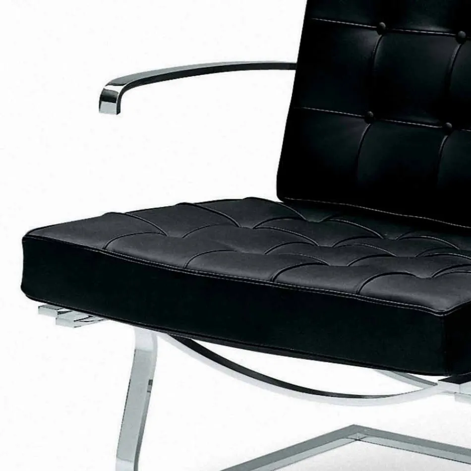 Fauteuil de bureau en cuir avec structure en acier Made in Italy - Speranza Viadurini