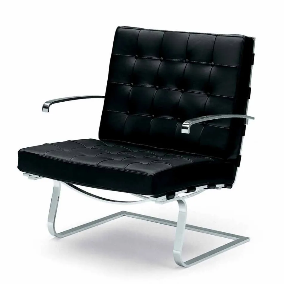 Fauteuil de bureau en cuir avec structure en acier Made in Italy - Speranza Viadurini